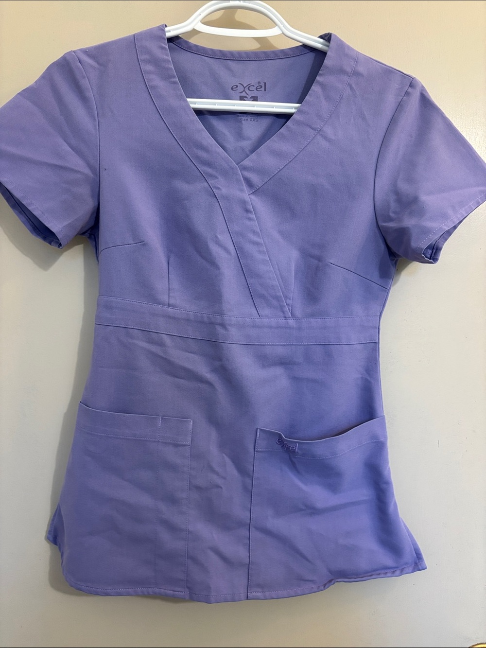 Excel Women's Lilac V-Neck Short Sleeve Scrub Top